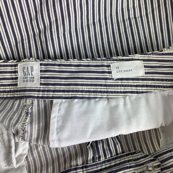 GAP 12 City Short High Rise 32" x 3.5" Navy White Stripe Nautical Mini - Picture 3 of 5